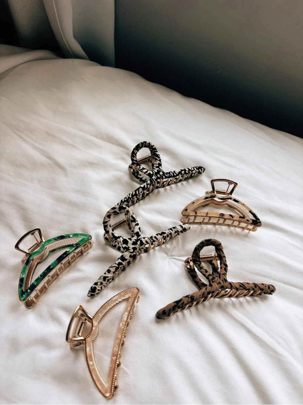 Target Gold, Green and Leopard Print Hair Claw Set (6)